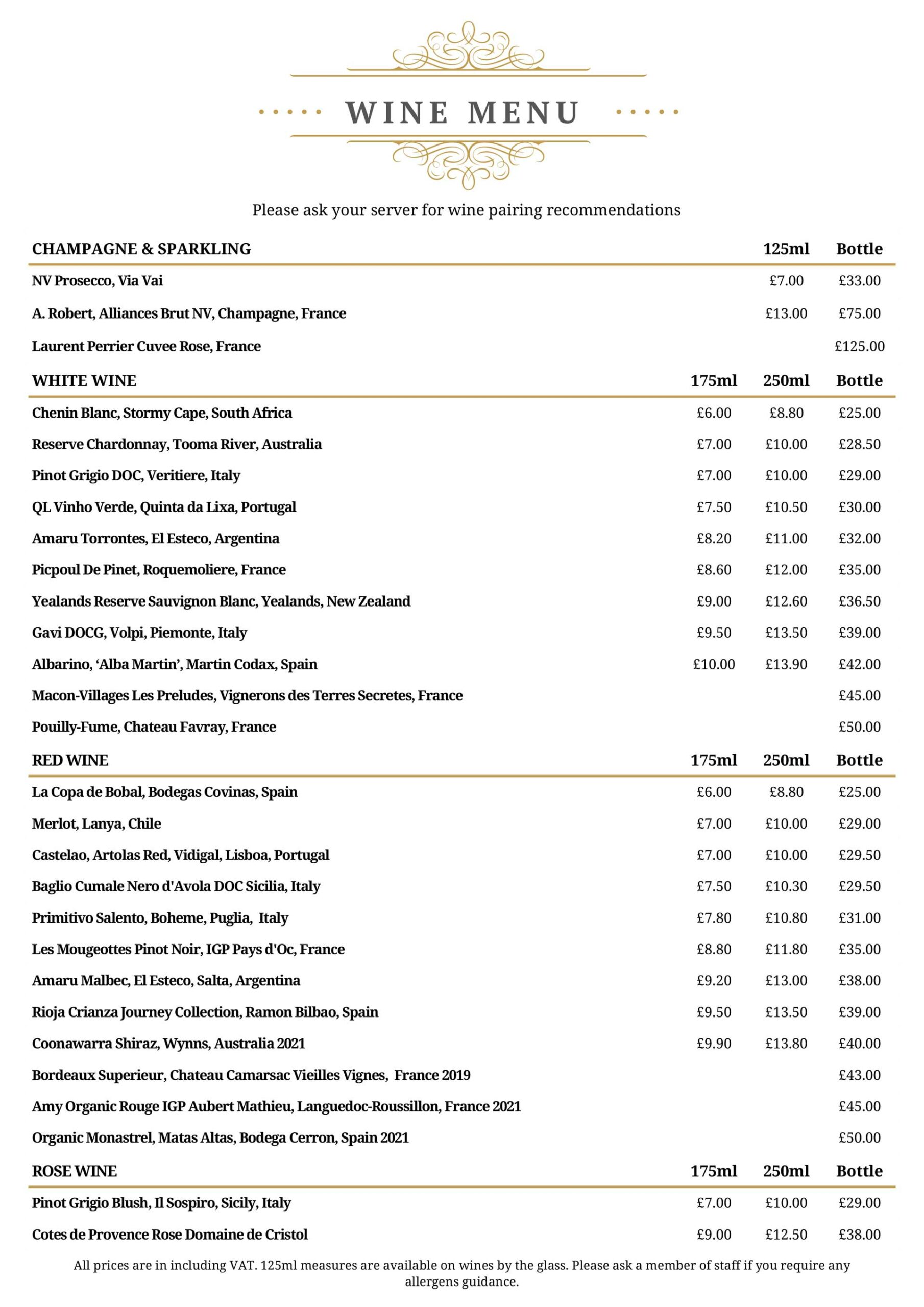Ask discount wine list